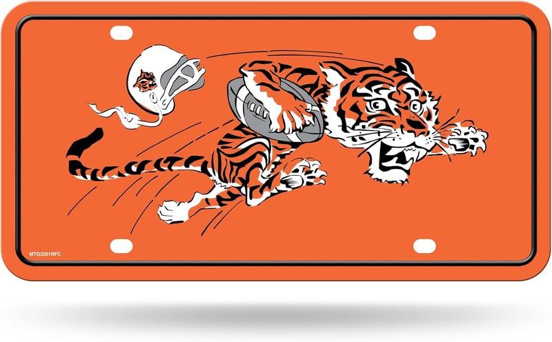 NFL Football Cincinnati Bengals Retro Logo Metal Auto Tag 6" x 12" - Great for Truck/Car/SUV